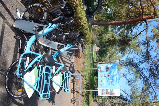Des vélos en libre-service à l'entrée du complexe sportif